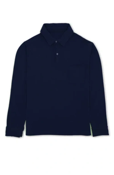 Fortela Missouri Cotton Long Sleeve Polo In Blue