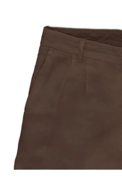 Fortela Beachshort Linen Bermuda Pleated Trousers In Brown