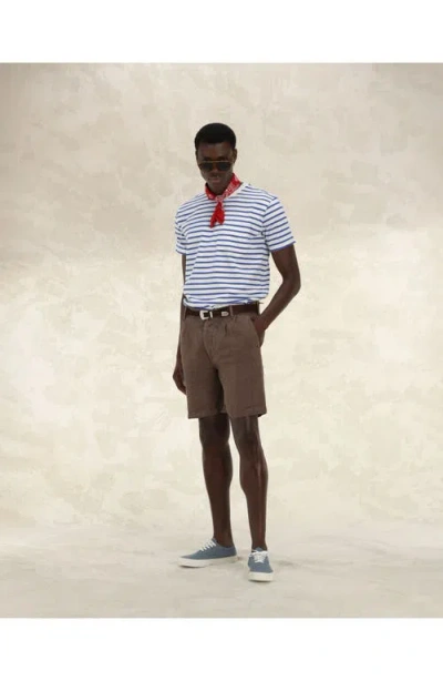 Fortela Beachshort Linen Bermuda Pleated Trousers In Brown