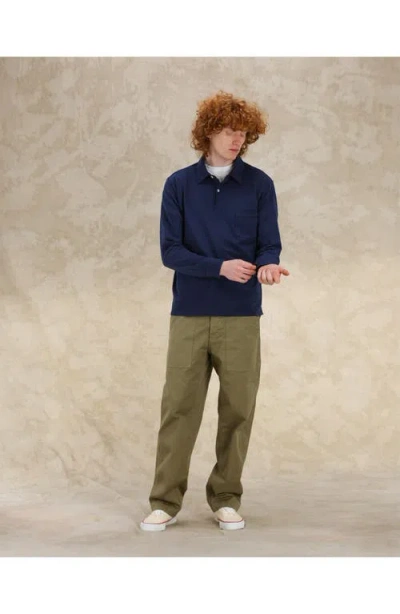 Fortela Missouri Cotton Long Sleeve Polo In Blue