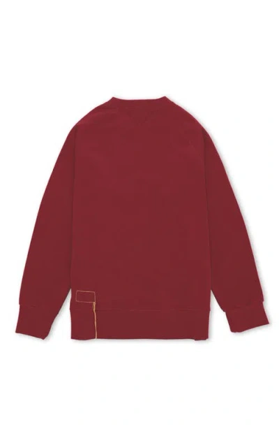 Fortela Harvard Brushed Jersey Raglan Sleeve Sweatshirt In Burgundy