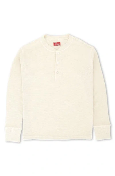 Fortela Amish Waffle Knit Henley In Neutral