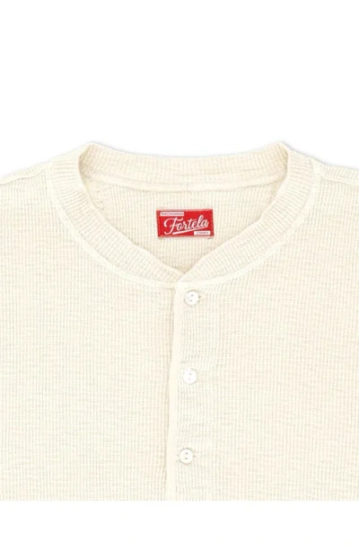 Fortela Amish Waffle Knit Henley In Neutral