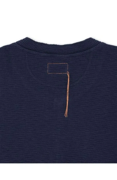 Fortela Amish Waffle Knit Henley In Blue