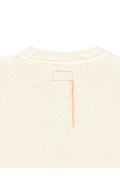 Fortela Amish Waffle Knit Henley In Neutral