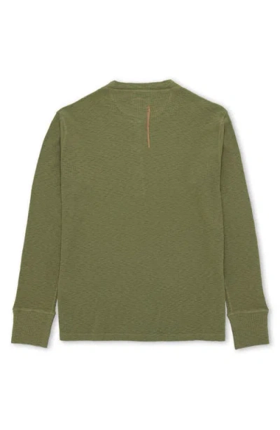 Fortela Amish Waffle Knit Henley In Brown