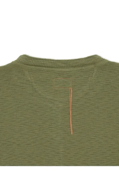 Fortela Amish Waffle Knit Henley In Brown