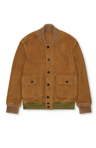 Fortela Cruiser Suede Bomber Jacket In Brown