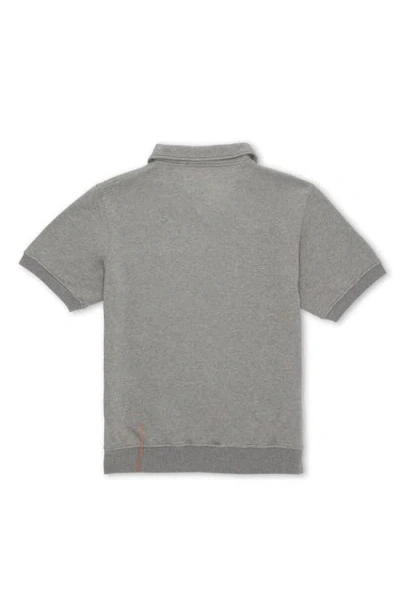 Fortela Yalepm Brushed Jersey Quarter Zip Collared Short Sleeve Sweatshirt In Gray
