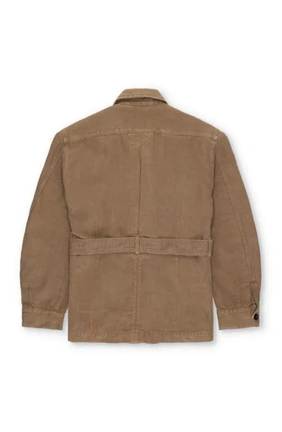 Fortela Clint Linen Sahariana Jacket In Brown