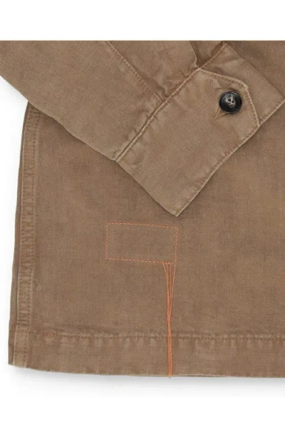 Fortela Clint Linen Sahariana Jacket In Brown