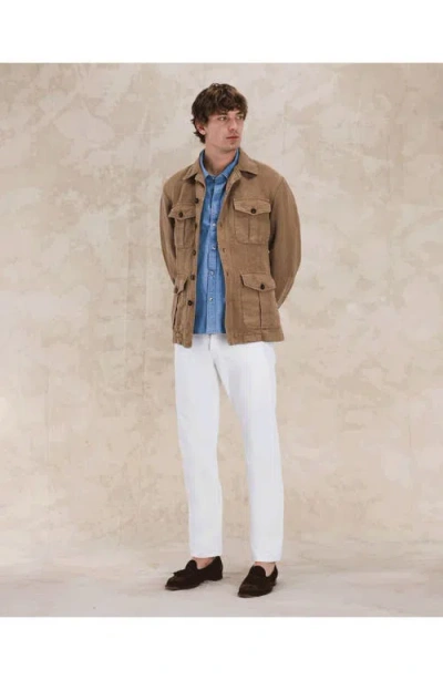 Fortela Clint Linen Sahariana Jacket In Brown