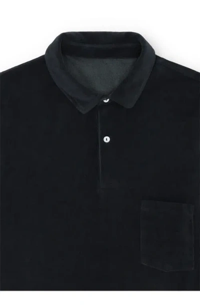 Fortela Missourim Terry Cloth Short Sleeve Polo In Black