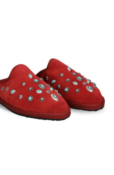 Fortela Flap Friulan Suede Leather Sabot In Red