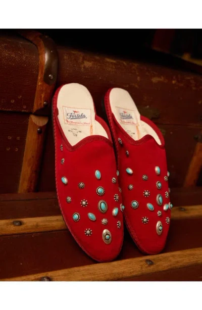 Fortela Flap Friulan Suede Leather Sabot In Red