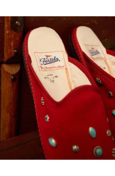 Fortela Flap Friulan Suede Leather Sabot In Red