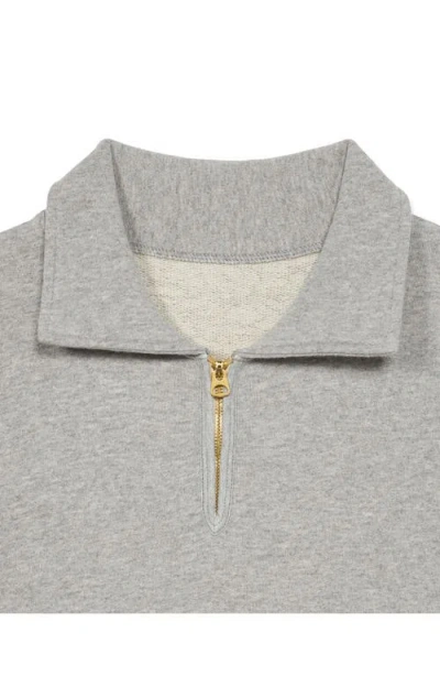 Fortela York Brushed Jersey Quarter Zip Collared Short Sleeve Sweatshirt In Gray