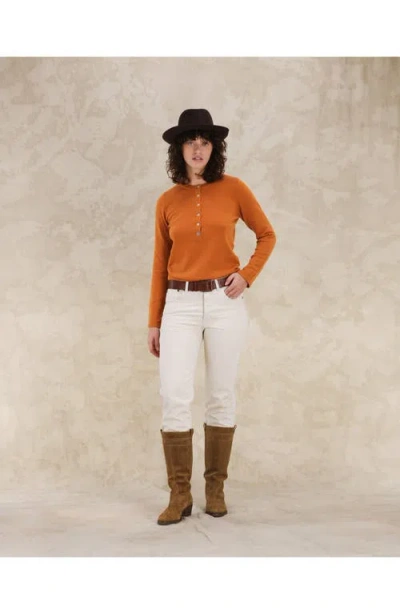 Fortela Lou Cashmere Henley Knit In Gray