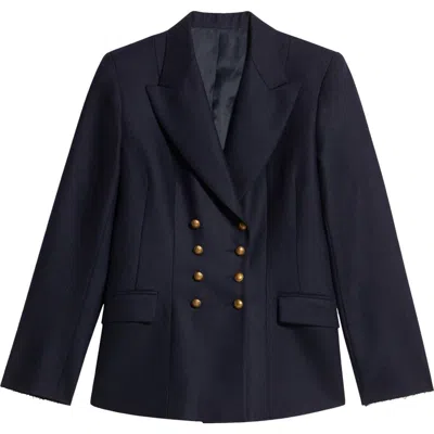 Fortela Laureen Classic Double-breasted Wool Jacket In Blue