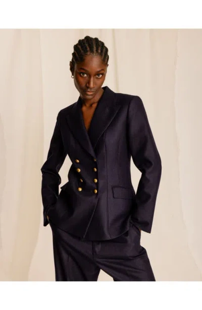 Fortela Laureen Classic Double-breasted Wool Jacket In Blue