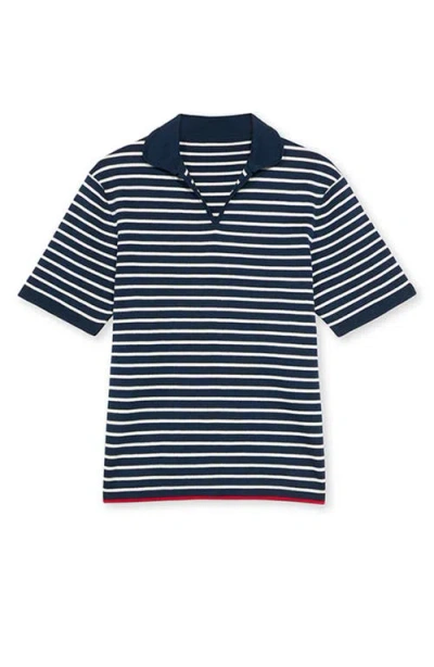 Fortela Andy Polo Short Ribbed Sleeve In Blue