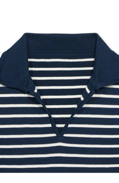 Fortela Andy Polo Short Ribbed Sleeve In Blue