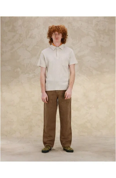 Fortela Missourim Waffle Jersey Short Sleeve Polo In Neutral