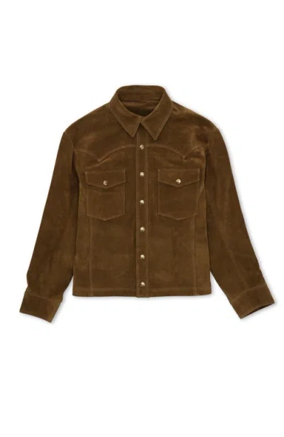 Fortela Buzz Suede Leather Jacket In Brown