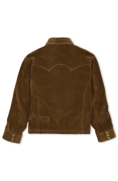 Fortela Buzz Suede Leather Jacket In Brown