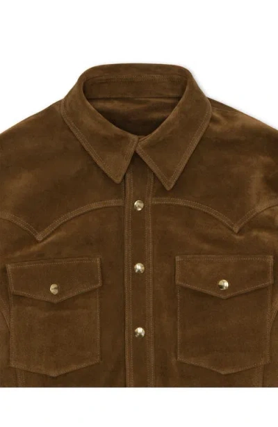 Fortela Buzz Suede Leather Jacket In Brown