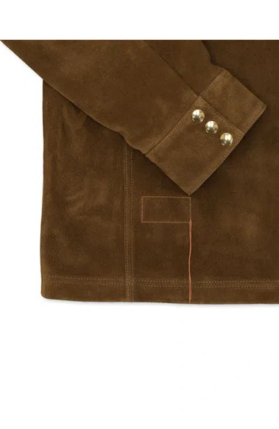 Fortela Buzz Suede Leather Jacket In Brown