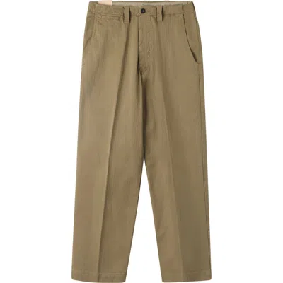 Fortela Thomas Herringbone Cotton Trousers In Brown