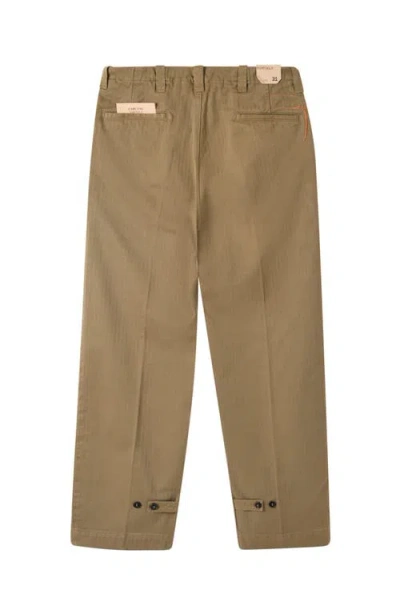 Fortela Thomas Herringbone Cotton Trousers In Brown