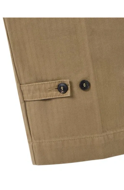 Fortela Thomas Herringbone Cotton Trousers In Brown