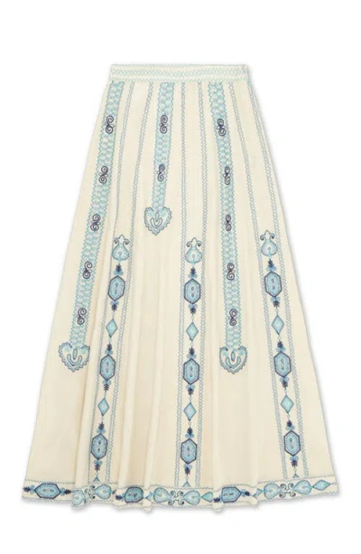 Fortela Nicea Bi-color Embroidery Skirt In Neutral