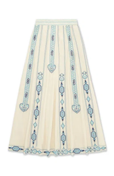 Fortela Nicea Bi-color Embroidery Skirt In Neutral
