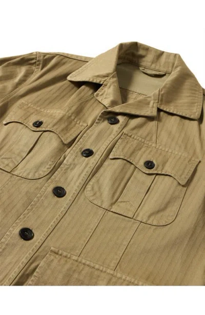 Fortela Clint Herringbone Cotton Sahariana Jacket In Brown