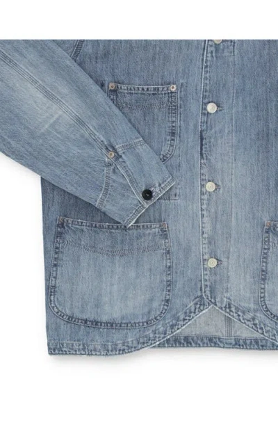 Fortela Trading Bleach Wash Denim Jacket In Blue
