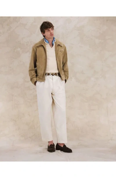 Fortela Rhode Suede Leather Jacket In Brown