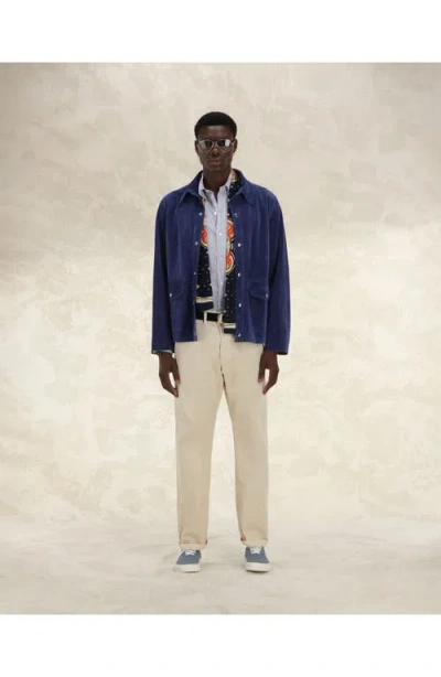 Fortela Welder Suede Leather Jacket In Blue