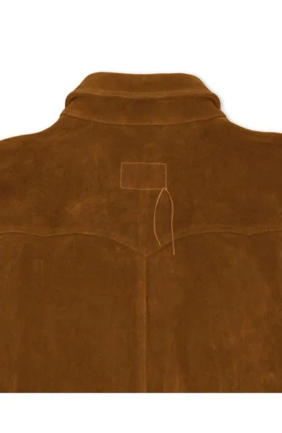 Fortela Ranch Texan Suede Leather Shirt In Brown