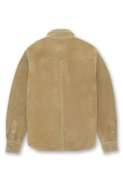 Fortela Ranch Texan Suede Leather Shirt In Brown