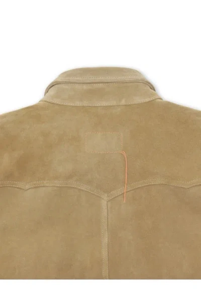 Fortela Ranch Texan Suede Leather Shirt In Brown