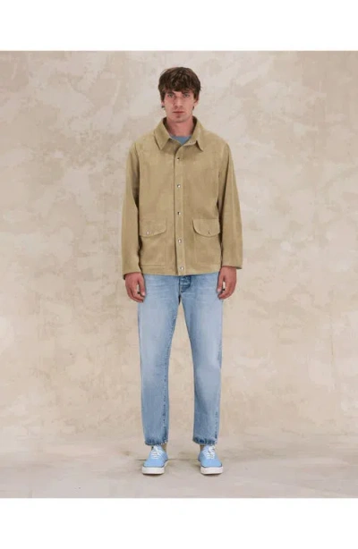 Fortela Welder Suede Leather Jacket In Brown