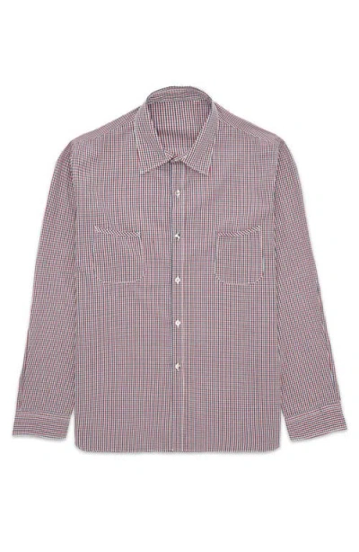Fortela Liam Cotton Chest Pocket Shirt In Red