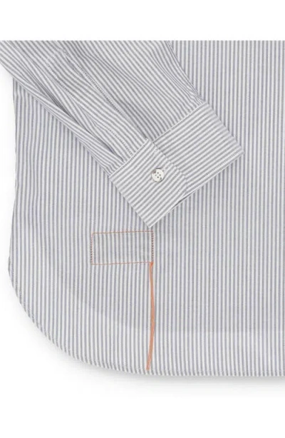 Fortela Liam Cotton Chest Pocket Shirt In Gray