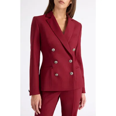 Santorelli Quinn Double Breasted Jacket In Lightweight Virgin Wool Stretch In Burgundy