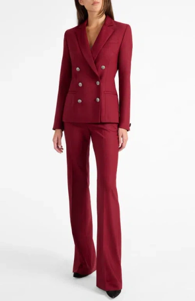 Santorelli Quinn Double Breasted Jacket In Lightweight Virgin Wool Stretch In Burgundy
