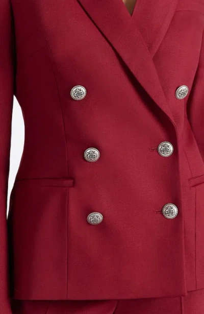 Santorelli Quinn Double Breasted Jacket In Lightweight Virgin Wool Stretch In Burgundy