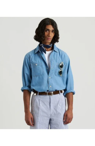 Fortela Workj Chambray Shirt In Blue